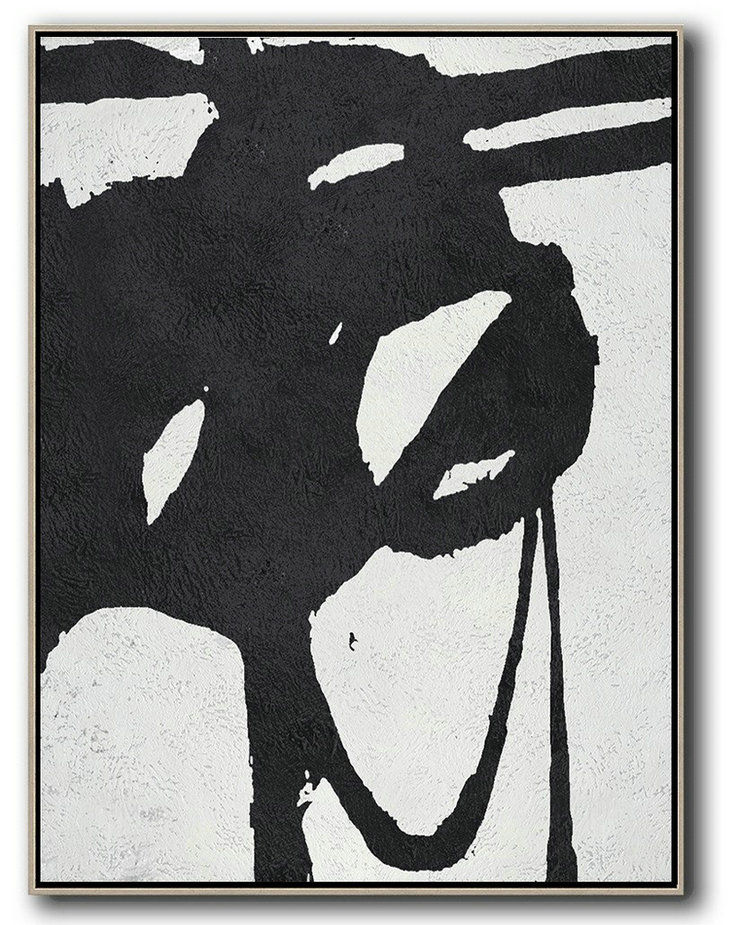Extra Large Abstract Painting On Canvas,Black And White Minimal Painting On Canvas - Pop Art Canvas